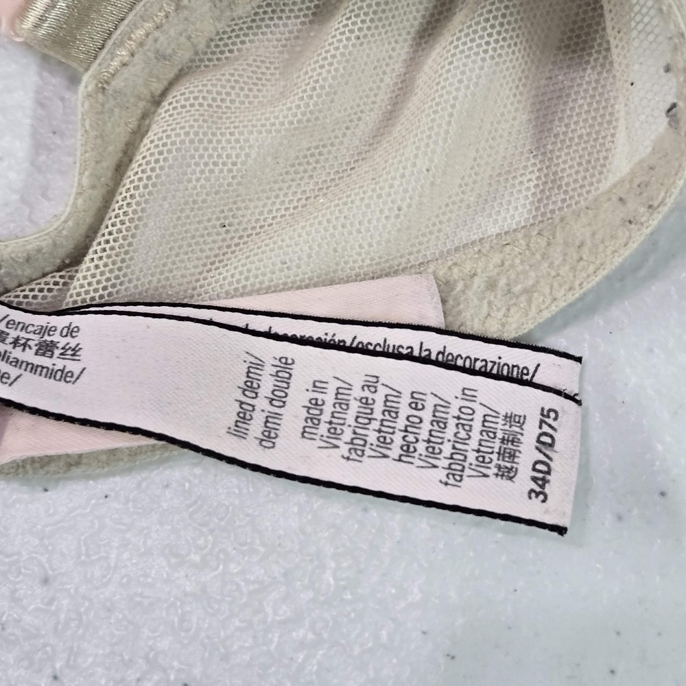 Victoria's Secret Women Bra 34D Beige Lined Demi Floral Underwired Lace‎ - Picture 3 of 11